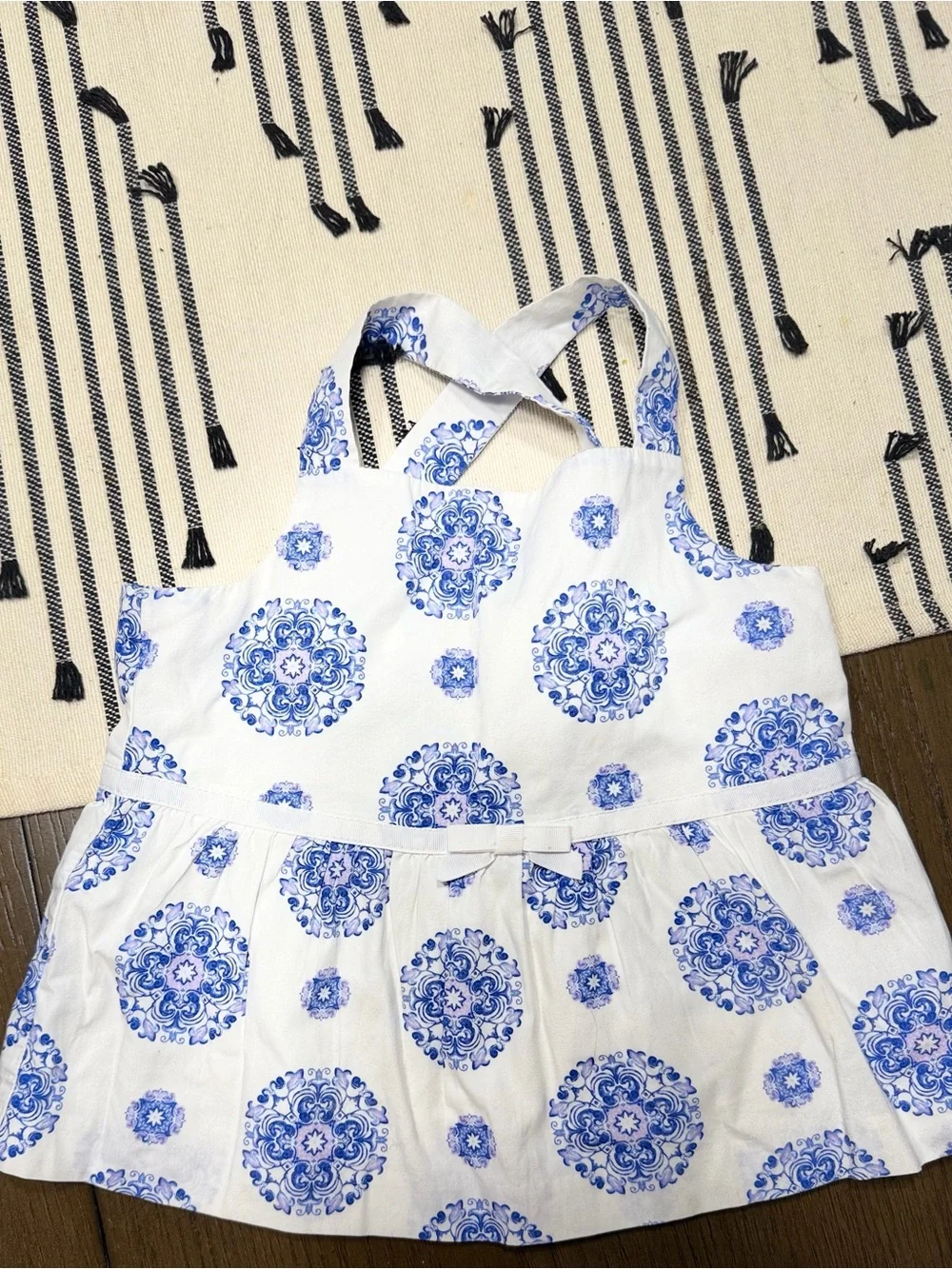 Janie and Jack Size 2/2T Bundle 4pc Blue Medallion Halter Dress Tops Eyelet Trim